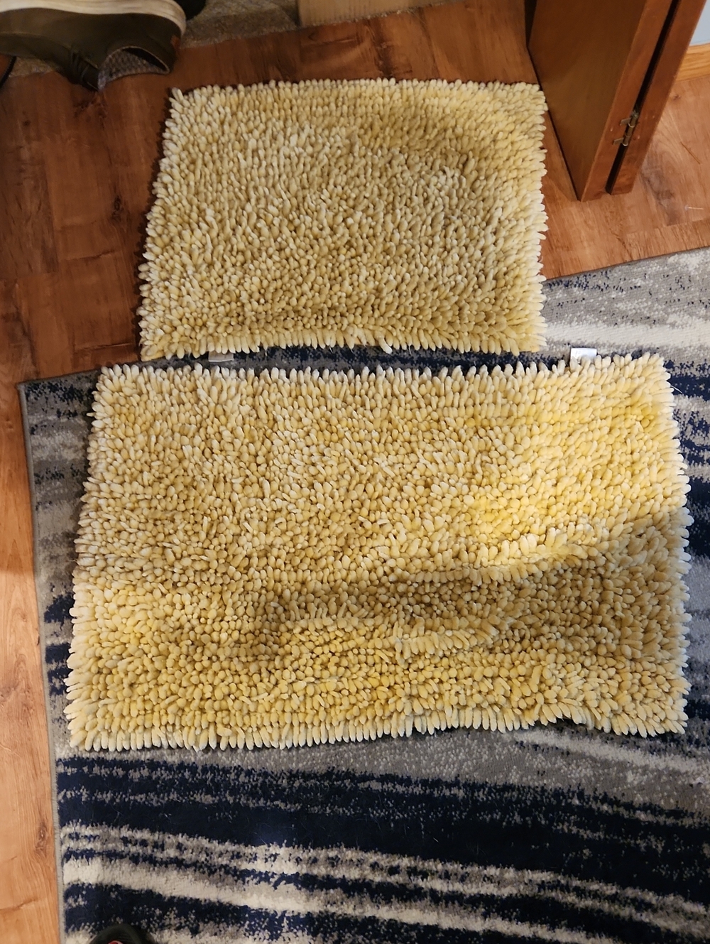 Plush Yellow Chenille Bath Rug Set - Soft Absorbent Floor Mats, Harbor Estate